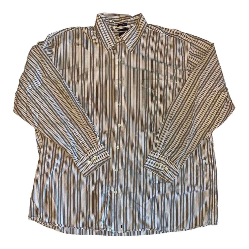 GAP Relaxed NWOT XXL Shirt Button Front Brown Whit - Picture 1 of 4